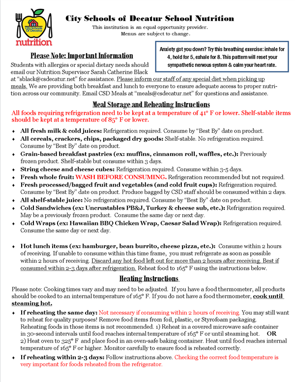 Food Safety Instructions Food Safety Instructions